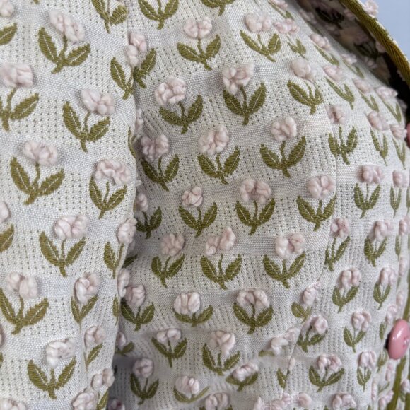 Vintage Marc Jacobs Embroidered Cream and Pink Floral Jacket size 4 - Picture 3 of 15